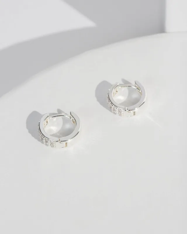 Crystal Pave Cubic Zirconia Wide Hoop Earrings sold by Collete Hayman