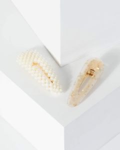 Gold 2 Pack Acrylic And Pearl Detail Hair Clip sold by Collete Hayman