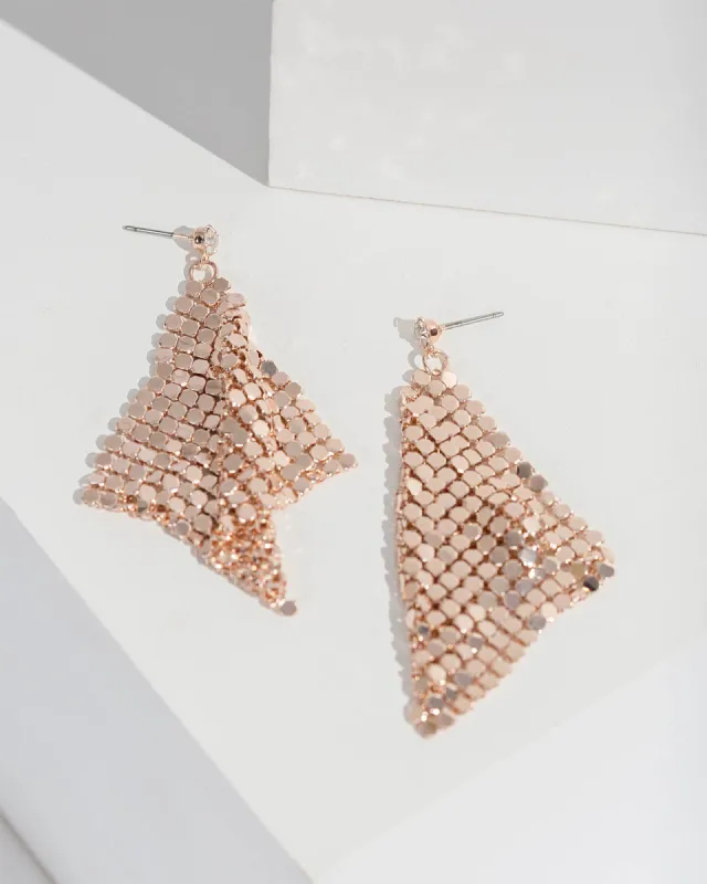 Rose Gold Mesh Draped Drop Earrings sold by Collete Hayman