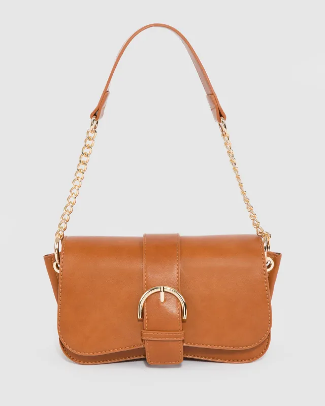 Brown Macy Buckle Shoulder Bag sold by Collete Hayman