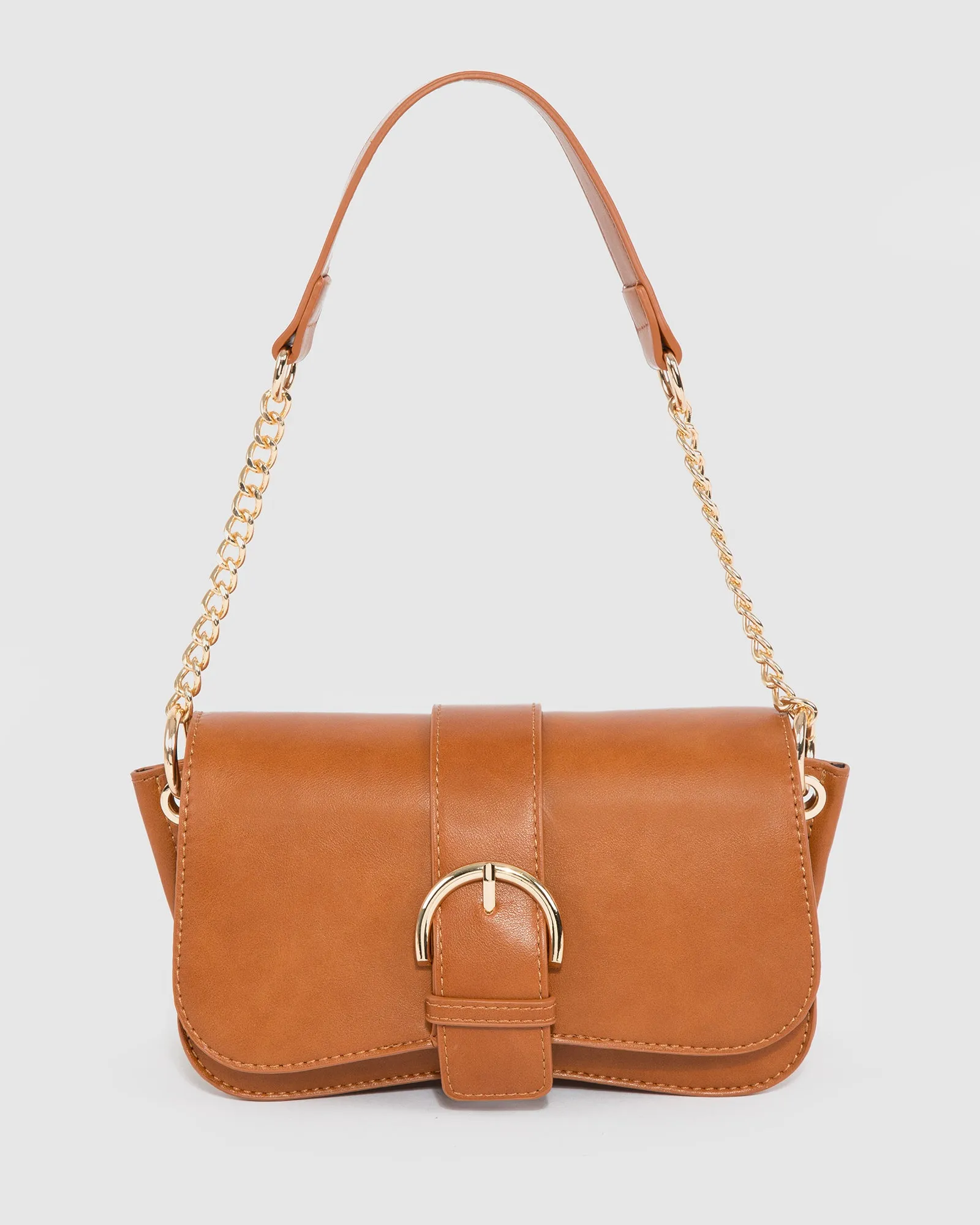 Brown Macy Buckle Shoulder Bag sold by Collete Hayman