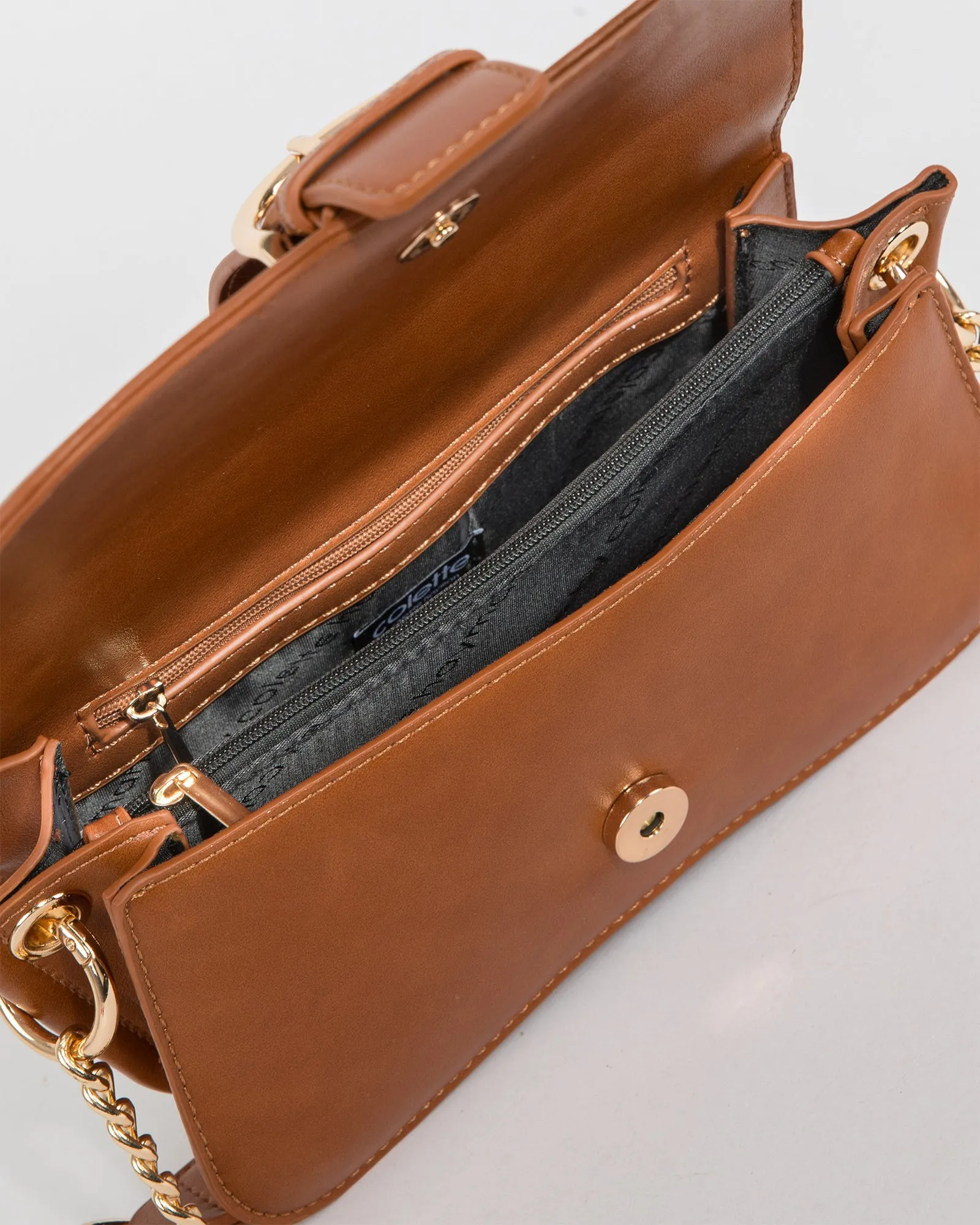 Brown Macy Buckle Shoulder Bag sold by Collete Hayman product image thumbnail 5