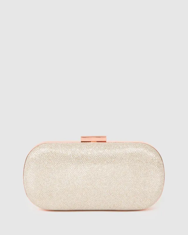 Rose Gold Monika Hardcase Clutch Bag sold by Collete Hayman