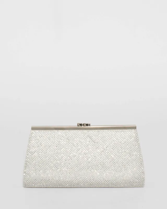 Silver Glitter Top Clasp Clutch Bag sold by Collete Hayman