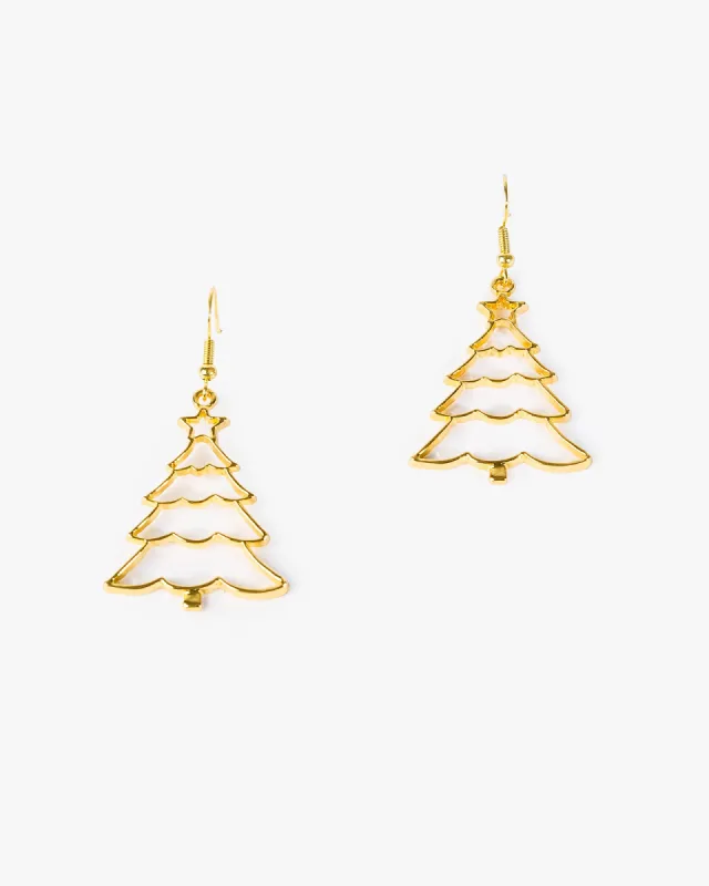 Gold Metal Christmas Tree Drop Earrings sold by Collete Hayman