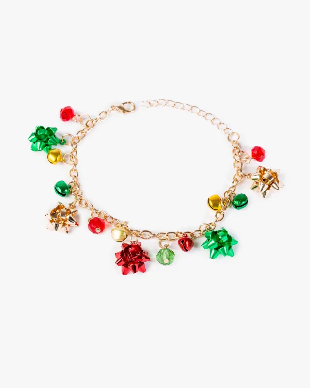 Multi Colour Christmas Bow Charm Bracelet sold by Collete Hayman