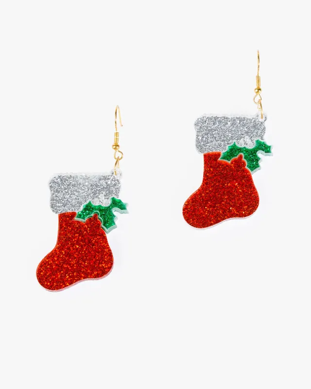 Multi Colour Christmas Stocking Earrings sold by Collete Hayman