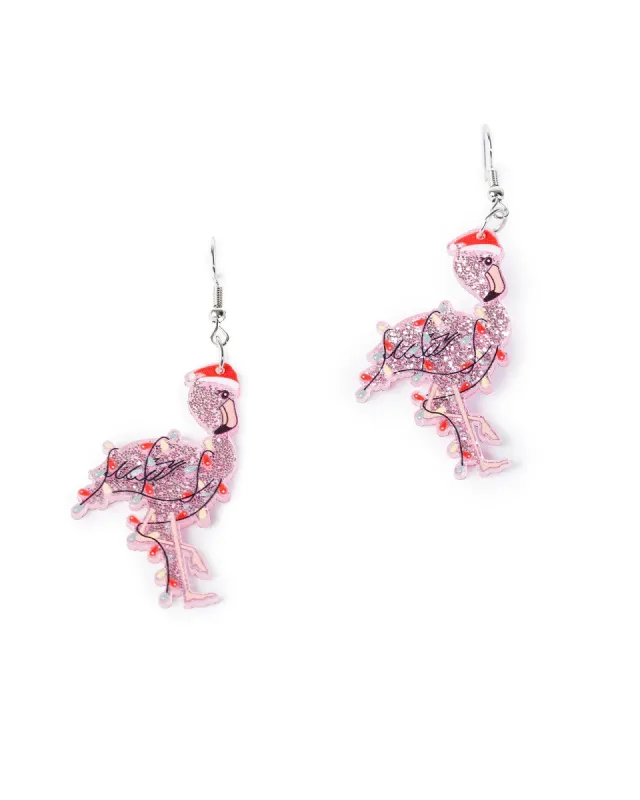 Multi Colour Christmas Flamingo Earrings sold by Collete Hayman