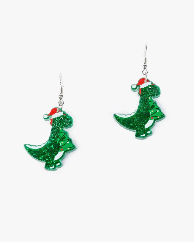 Multi Colour Christmas Dinosaur Earrings sold by Collete Hayman