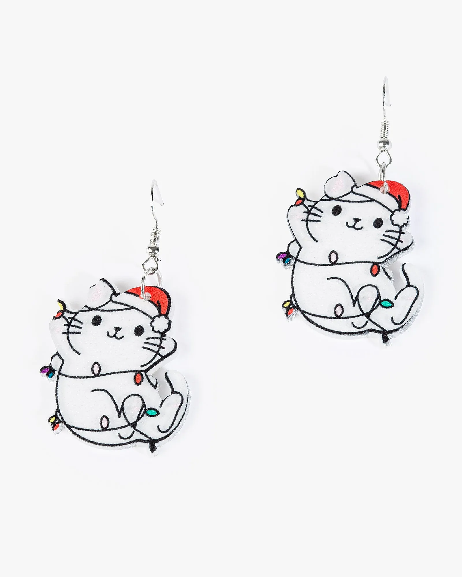 Multi Colour Christmas Cat Earrings sold by Collete Hayman