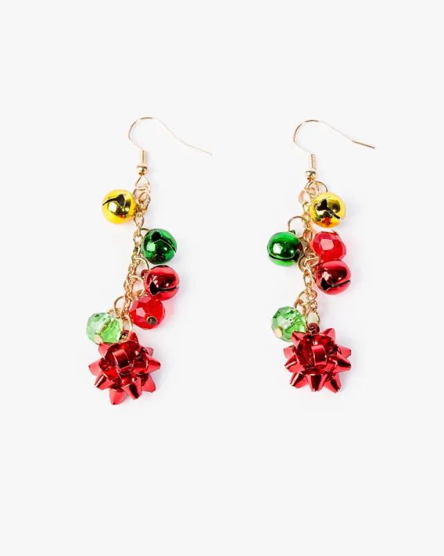 Multi Colour Christmas Bells And Bow Earrings sold by Collete Hayman
