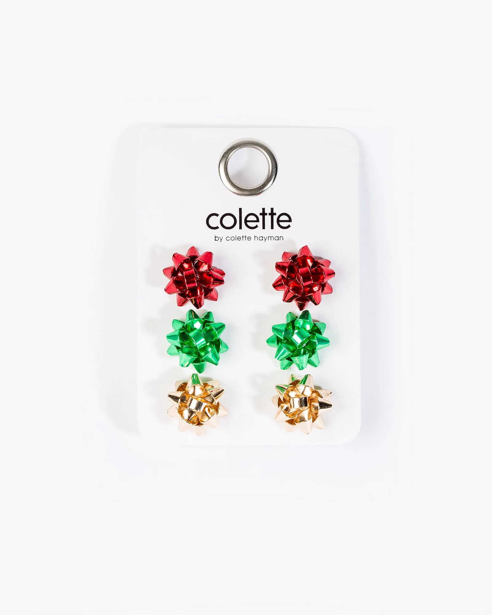 Multi Colour 3 Pack Christmas Bow Earrings sold by Collete Hayman product image thumbnail 3
