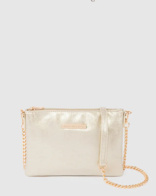 Gold Peta Wristlet Clutch Bag sold by Collete Hayman