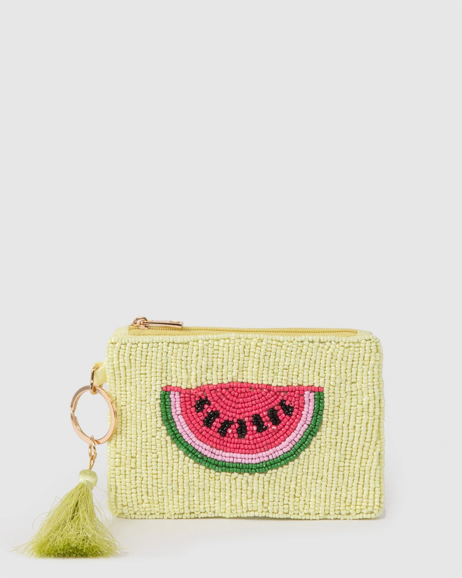 Multi Colour Watermelon Beaded Tassle Coin Purse sold by Collete Hayman