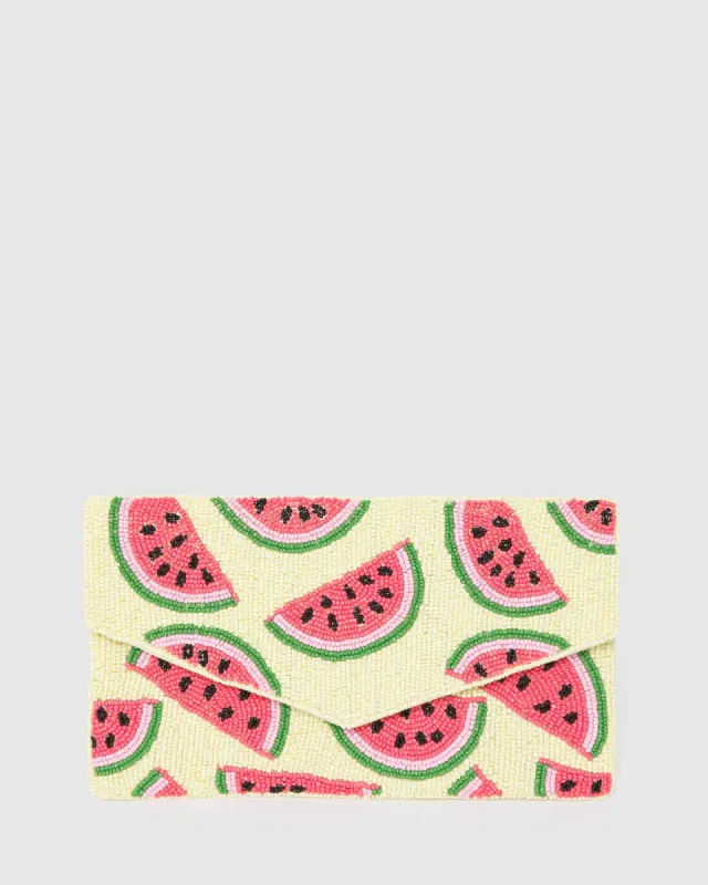 Multi Colour Watermelon Beaded Clutch Bag sold by Collete Hayman