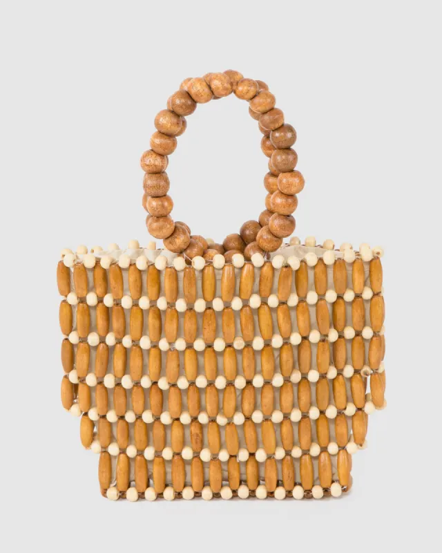 Natural Bohdi Beaded Top Handle Bag sold by Collete Hayman