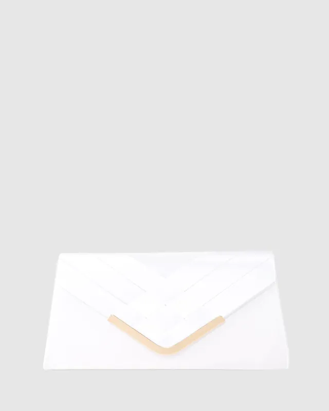 White Paula Weave Clutch Bag sold by Collete Hayman