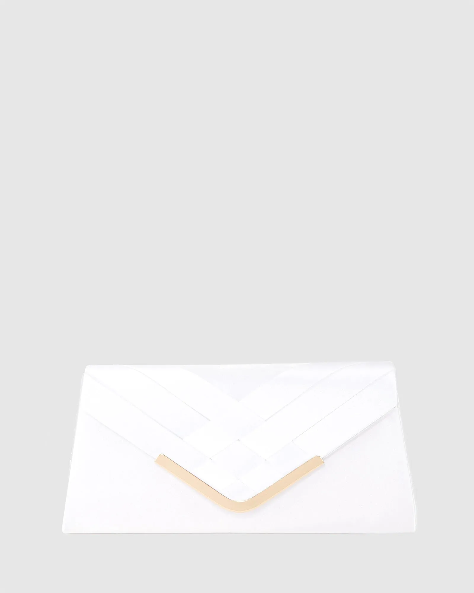 White Paula Weave Clutch Bag sold by Collete Hayman