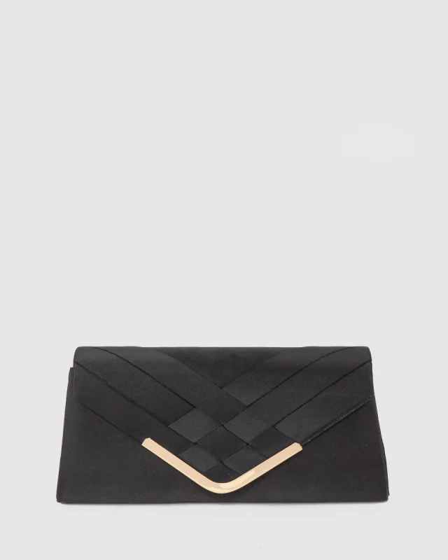 Black Paula Weave Clutch Bag sold by Collete Hayman