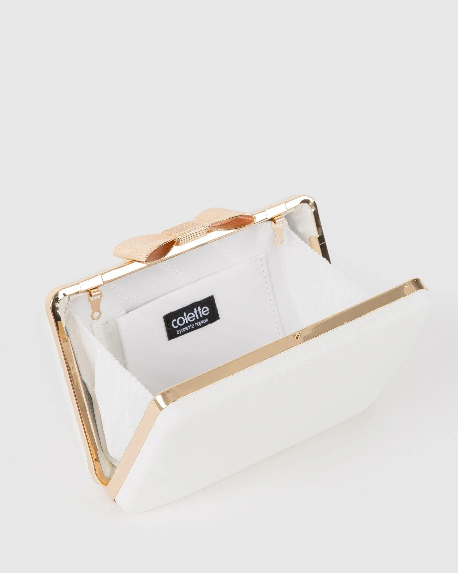 White Maxine Bow Handle Clutch Bag sold by Collete Hayman product image thumbnail 5