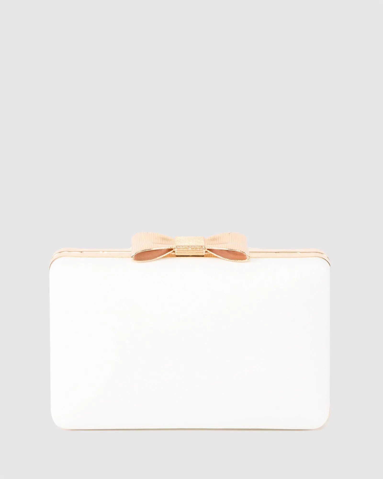 White Maxine Bow Handle Clutch Bag sold by Collete Hayman