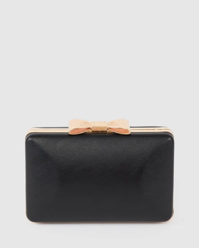 Black Maxine Bow Handle Clutch Bag sold by Collete Hayman