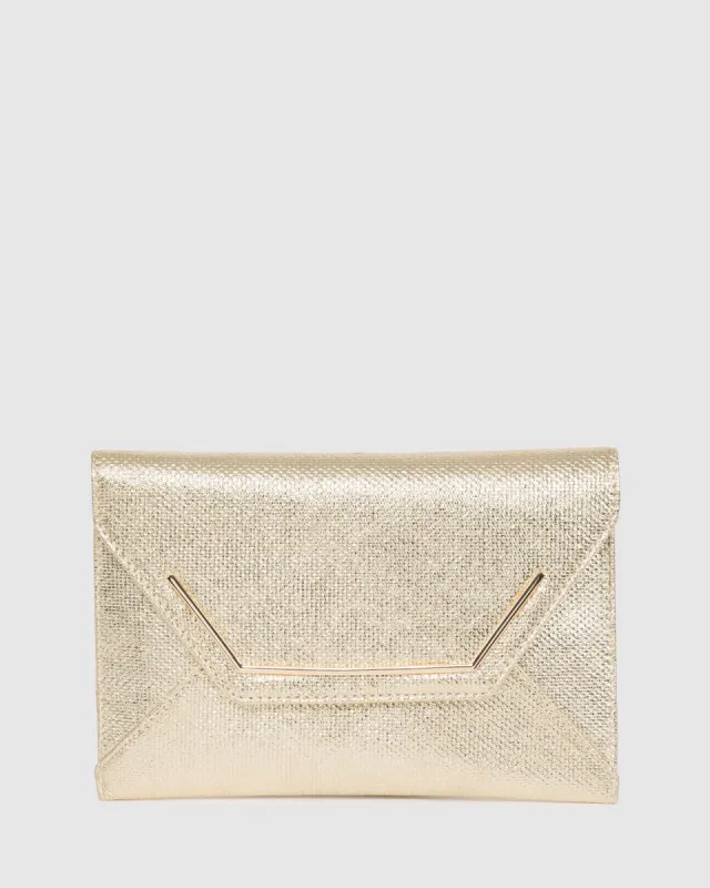 Gold Samantha Square Clutch Bag sold by Collete Hayman