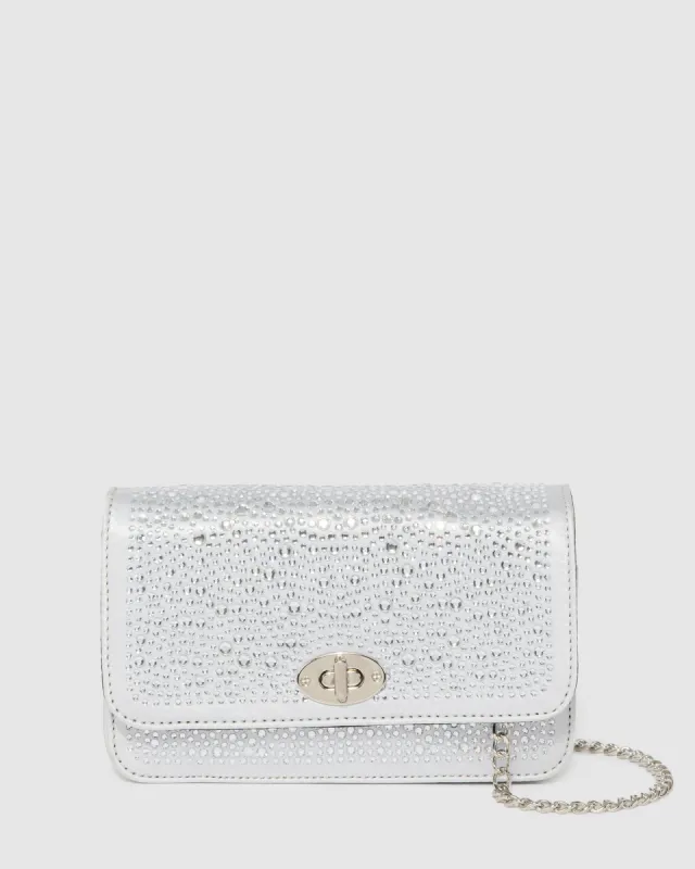 Silver Eboni Crystal Crossbody Bag sold by Collete Hayman