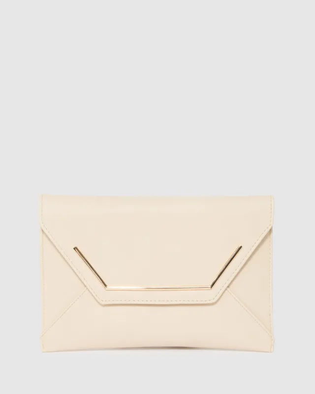 Ivory Samantha Square Clutch Bag sold by Collete Hayman