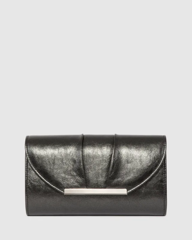 Black Mary Rouche Clutch Bag sold by Collete Hayman