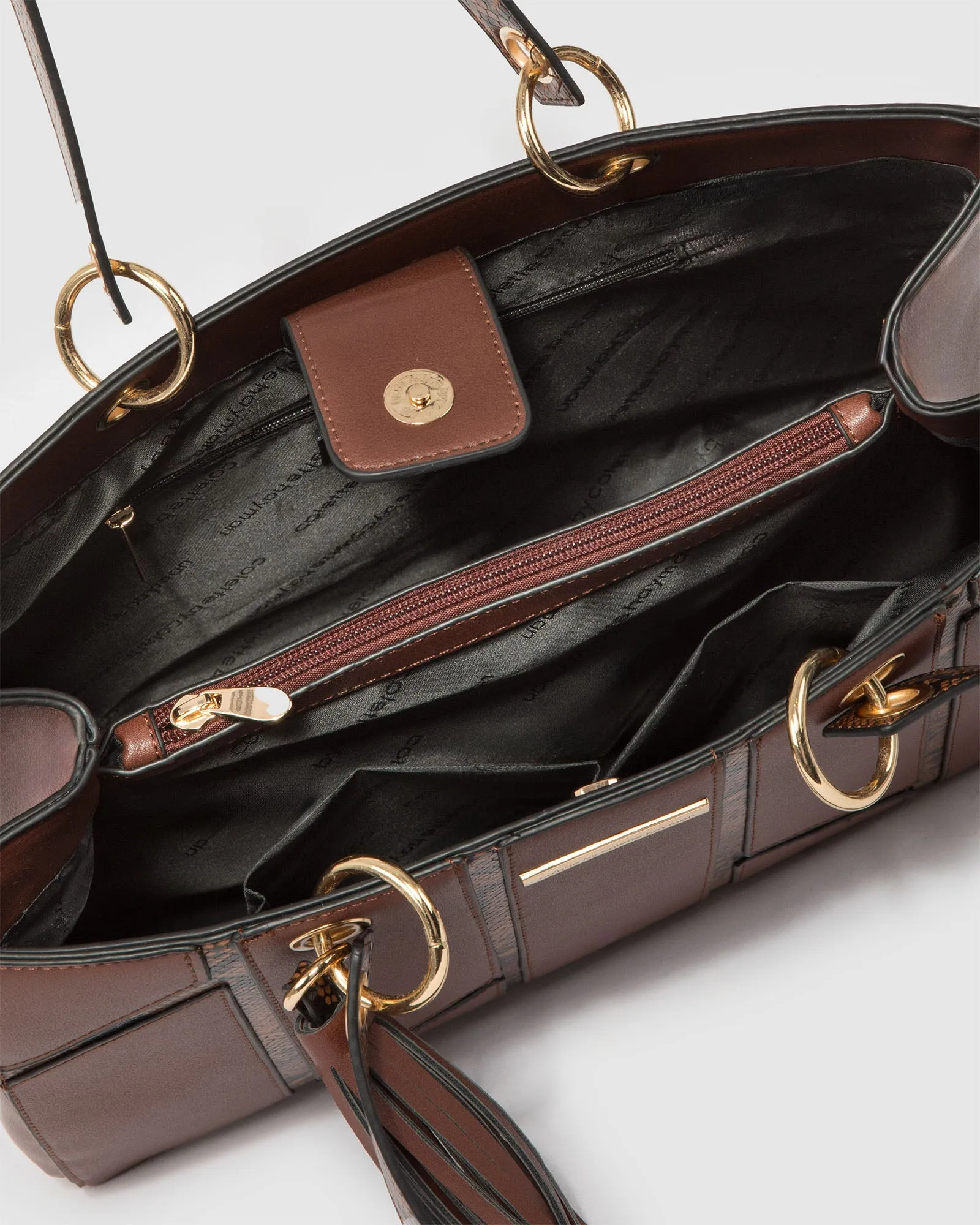 Brown Demi Panel Tote Bag sold by Collete Hayman product image thumbnail 5