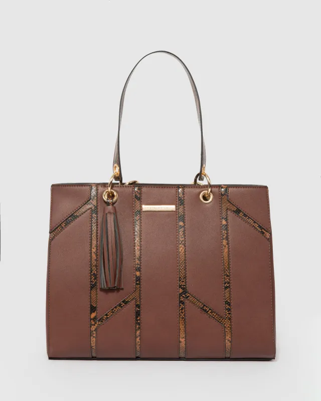 Brown Demi Panel Tote Bag sold by Collete Hayman