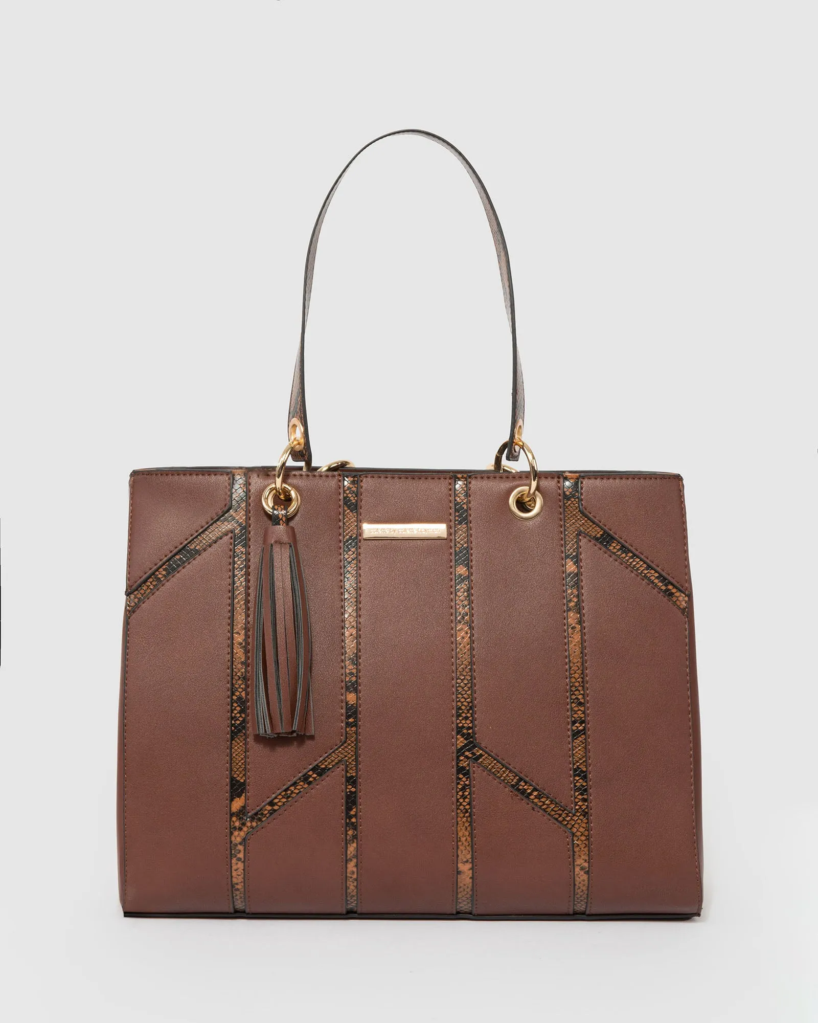 Brown Demi Panel Tote Bag sold by Collete Hayman