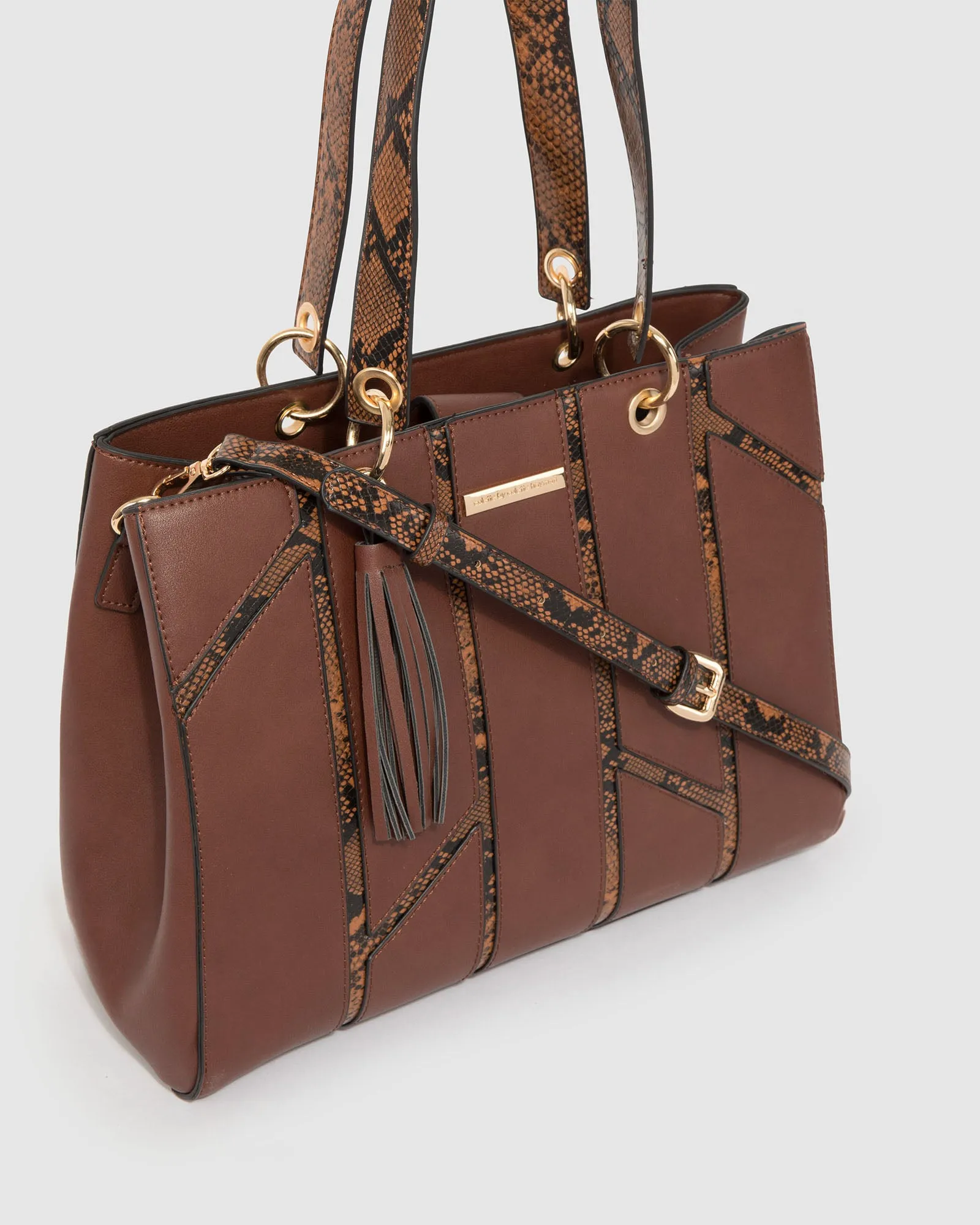 Brown Demi Panel Tote Bag sold by Collete Hayman product image thumbnail 2