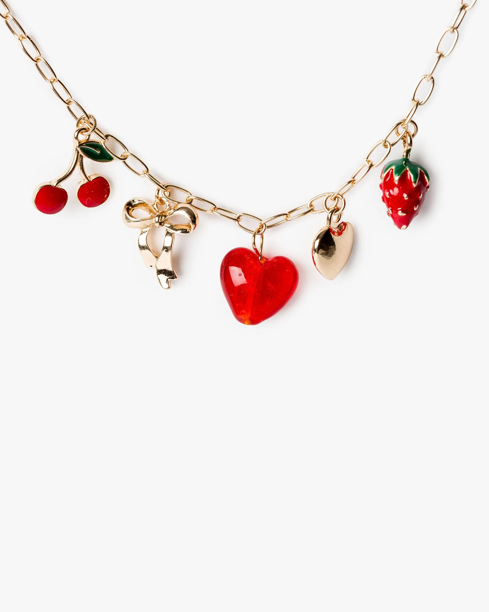 Red Multi Charm Heart & Strawberry Necklace sold by Collete Hayman product image thumbnail 3