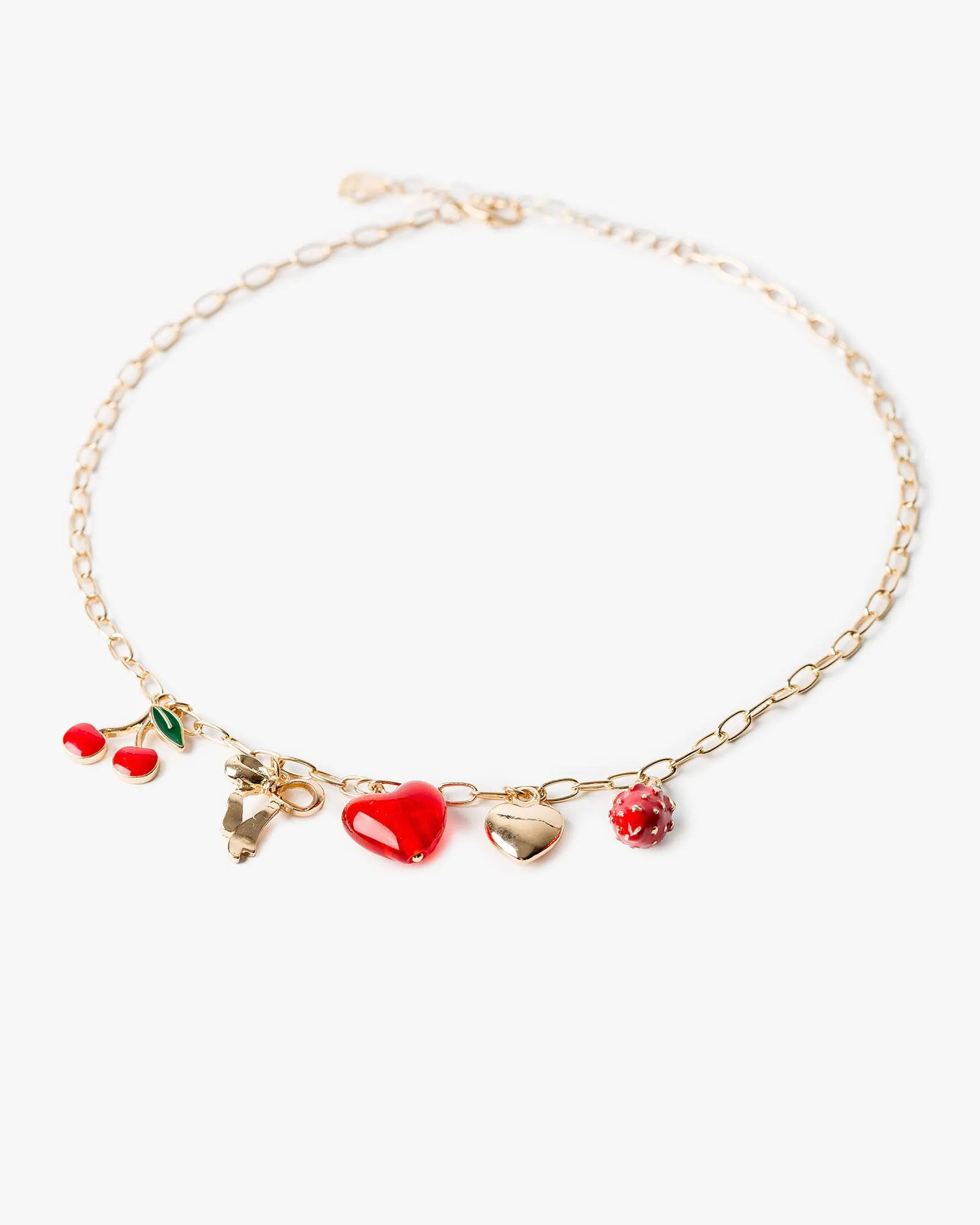 Red Multi Charm Heart & Strawberry Necklace sold by Collete Hayman product image thumbnail 4