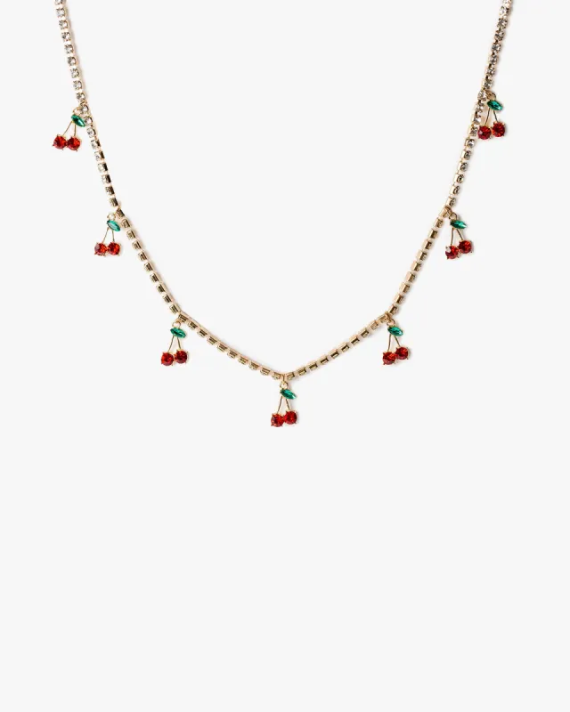 Multi Colour Crystal Cherry Charms Necklace sold by Collete Hayman