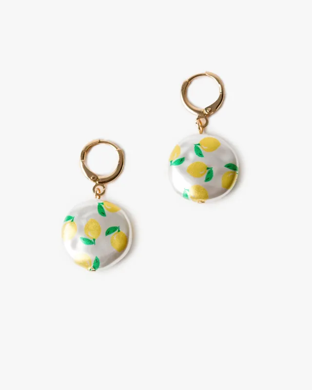 Multi Colour Lemon Disc Detail Huggie Earrings sold by Collete Hayman