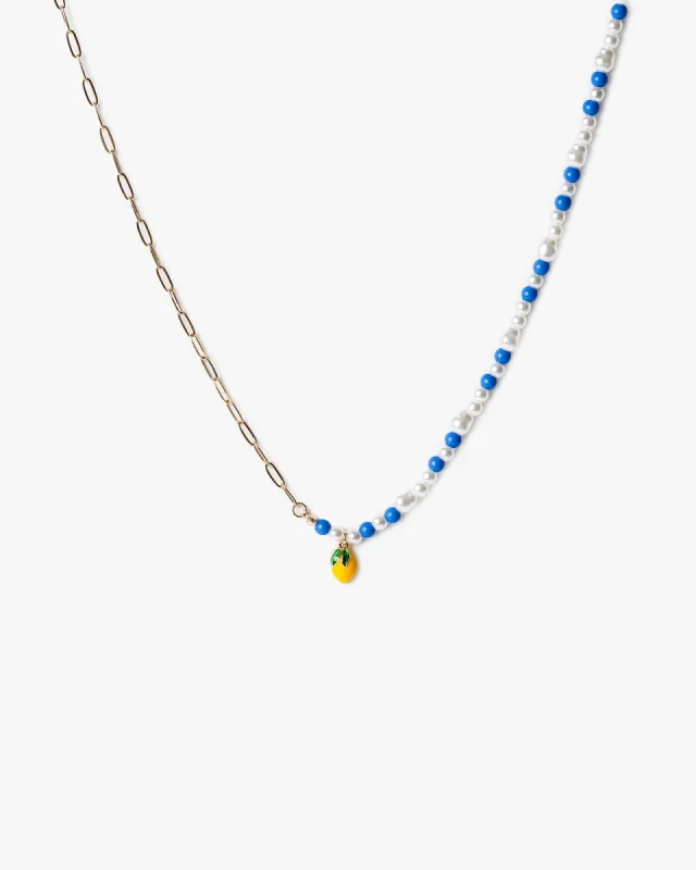 Blue Lemon Beaded Half Chain Necklace sold by Collete Hayman