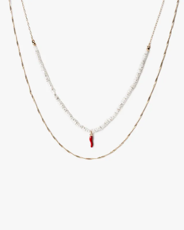 White Beaded Chilli Necklace sold by Collete Hayman