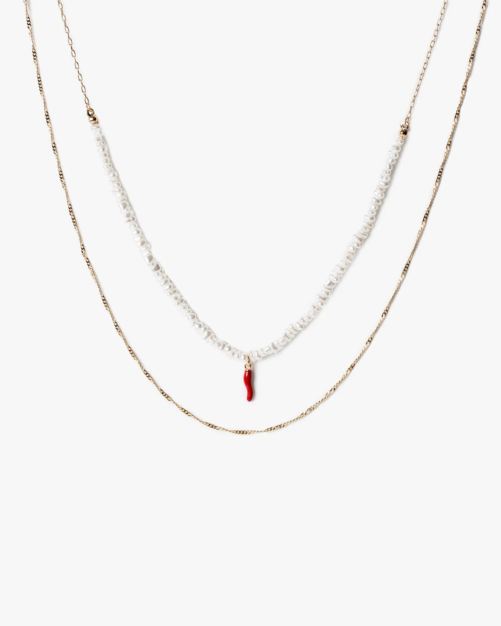 White Beaded Chilli Necklace sold by Collete Hayman