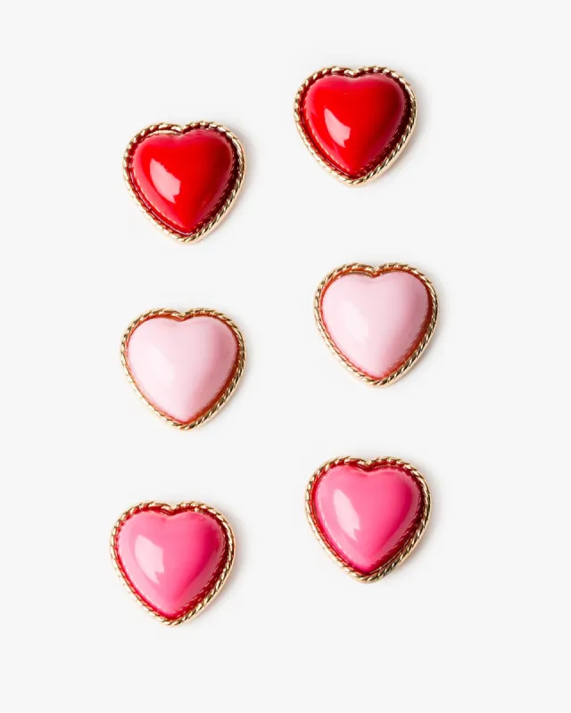 Red 3 Pack Heart Stud Earrings sold by Collete Hayman