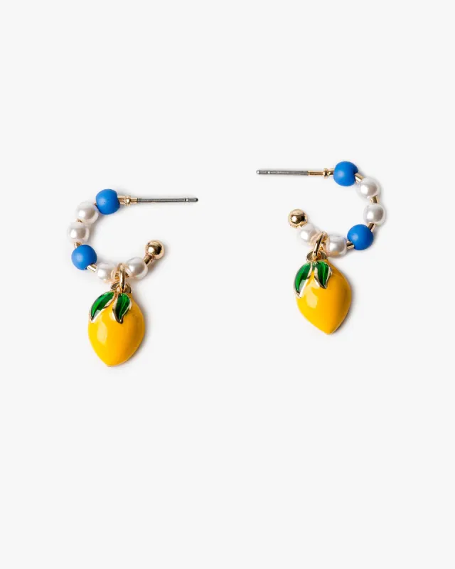 Yellow Lemon Drops Huggie Hoop Earrings sold by Collete Hayman