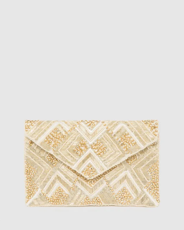 Gold Geo Beaded Clutch Bag sold by Collete Hayman
