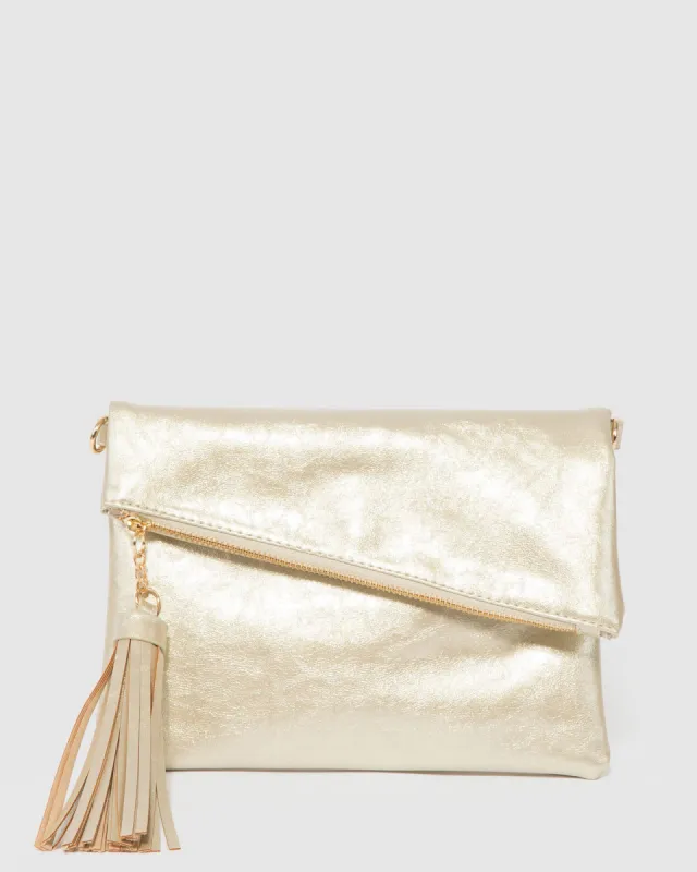 Gold Gabi Wave Clutch Bag sold by Collete Hayman