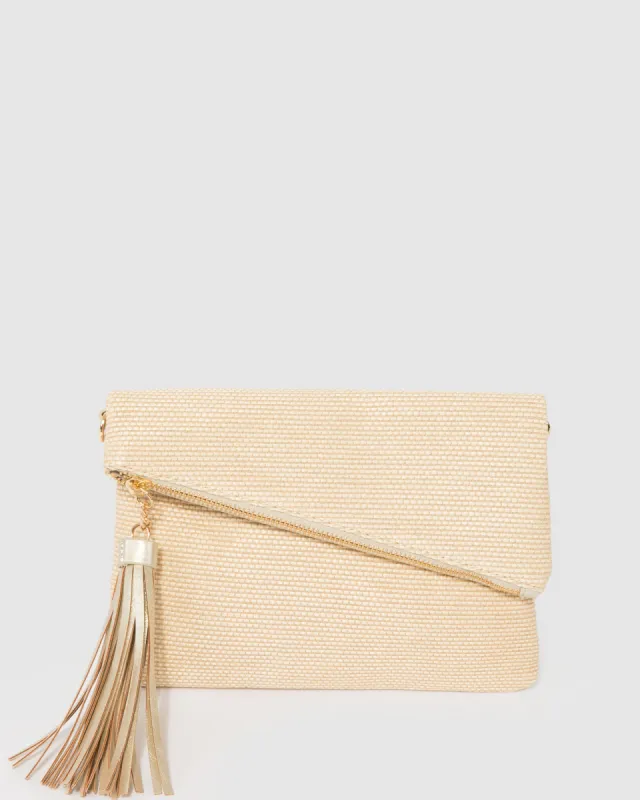 Natural Gabi Wave Clutch Bag sold by Collete Hayman