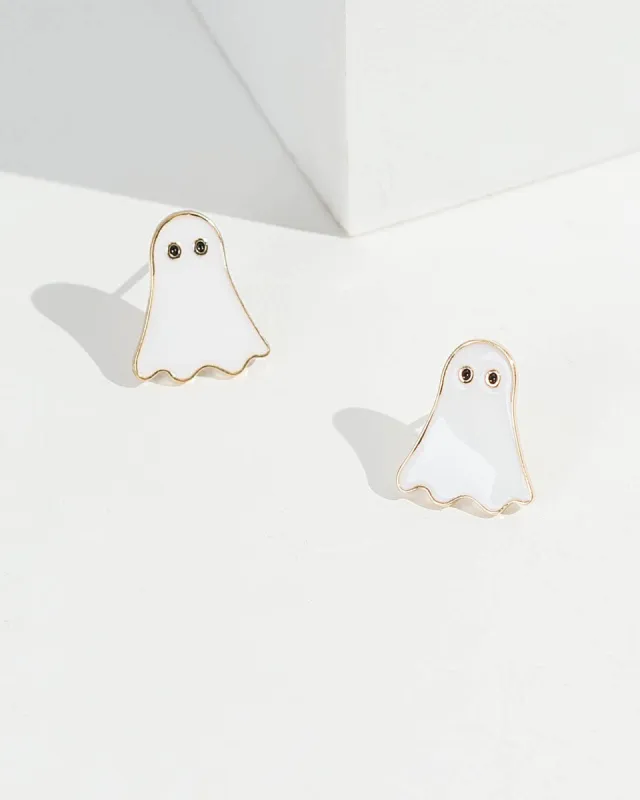 White Ghost Stud Earrings sold by Collete Hayman