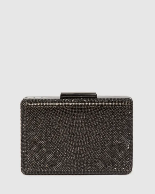 Gunmetal Inaya Crystal Clutch Bag sold by Collete Hayman