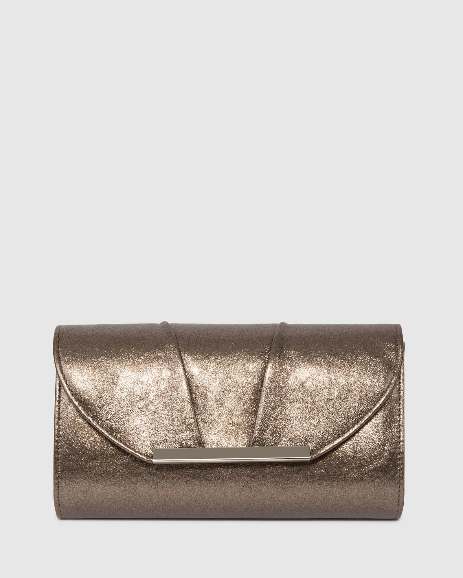 Pewter Mary Rouche Clutch Bag sold by Collete Hayman