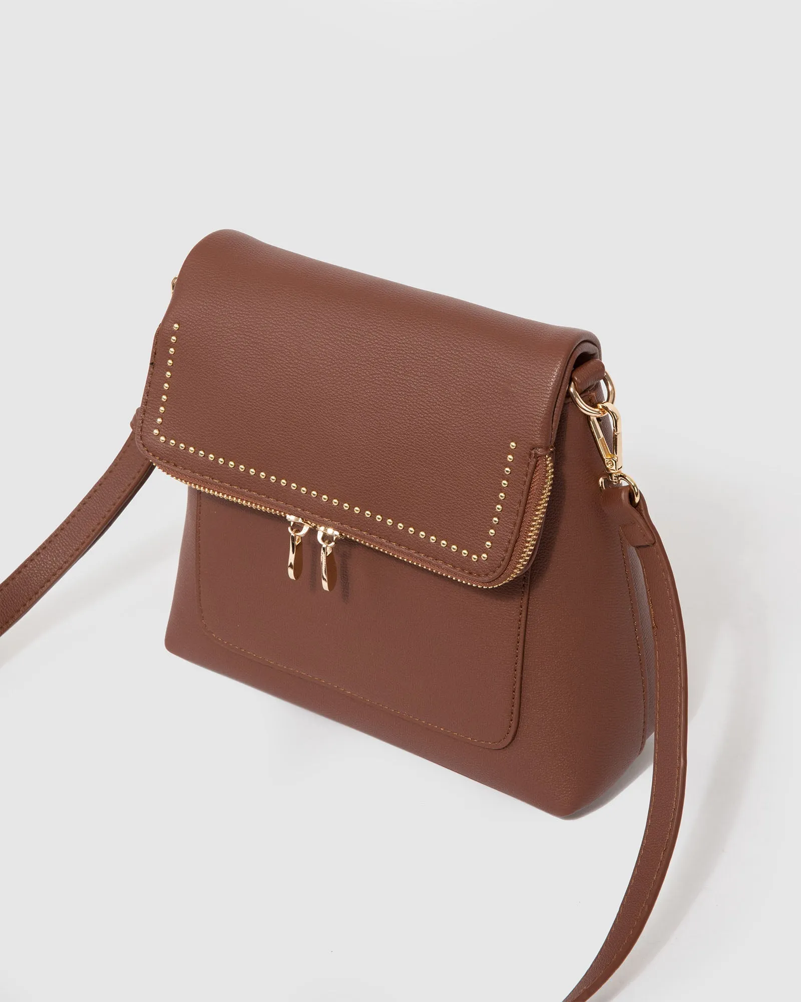 Brown Chloe Flap Over Crossbody Bag sold by Collete Hayman product image thumbnail 5